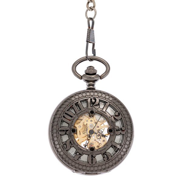 Front-64 Big Black Numbers Half Hunter Pocket Watch