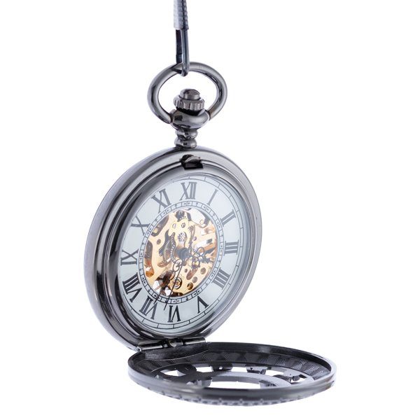 Oblique-64 Big Black Numbers Half Hunter Pocket Watch