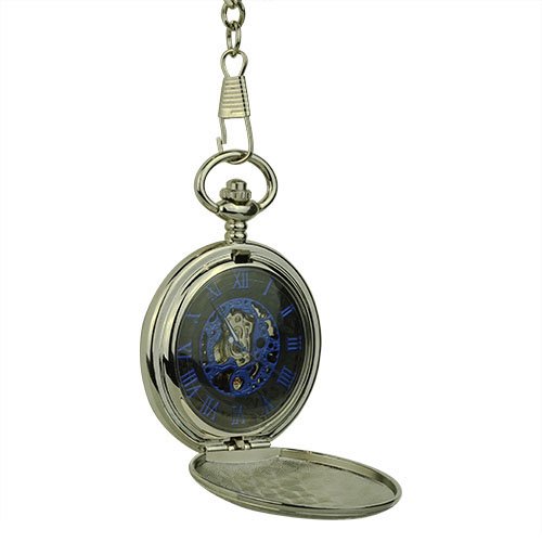FAC-157 (4 of 4) Glossy Black Rose Garden Hunter Pocket Watch