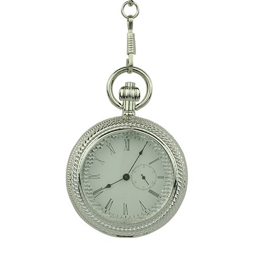 Silver Chain Minamalist Half Hunter Fob Watch Silver Chain Minamalist Half Hunter Fob Watch
