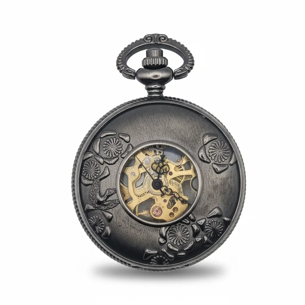 Clear View Half Hunter Pewter And Gold Pocket Watch