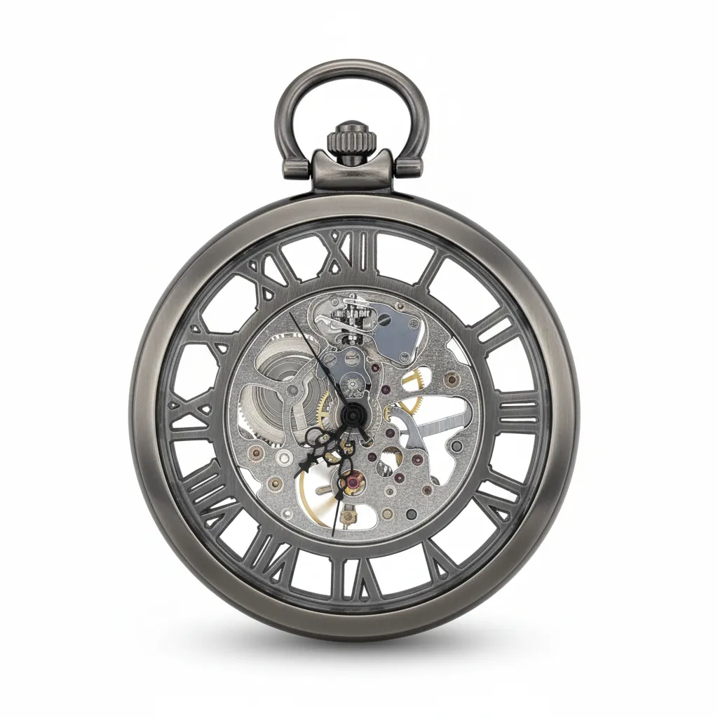 Double Silver Roman Numeral Pocket Watch