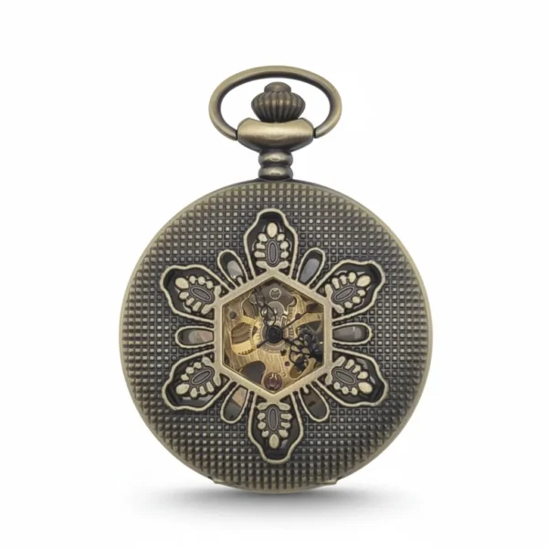 FAC-030-pocket-watch-2 Brass Flower Half Hunter Pocket Watch pocket watch