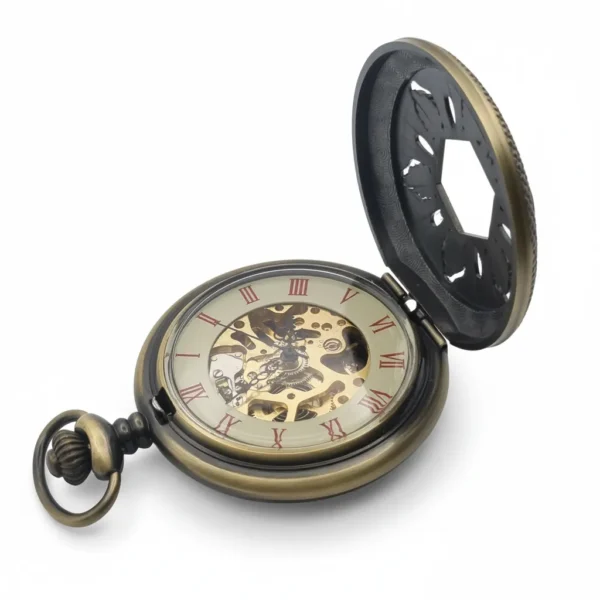 FAC-030-pocket-watch-4 Brass Flower Half Hunter Pocket Watch