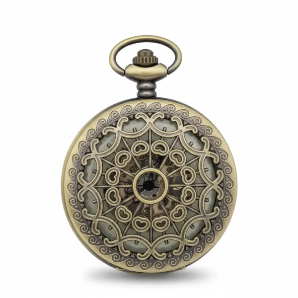 Brass Mini Heart See Through Half Hunter Pocket Watch pocket watch