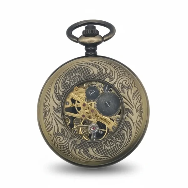 FAC-032-pocket-watch-1 Red Numeral Brass “Dad” Half Hunter Pocket Watch