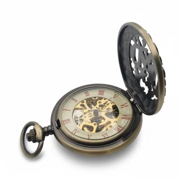 FAC-032-pocket-watch-4 Red Numeral Brass “Dad” Half Hunter Pocket Watch