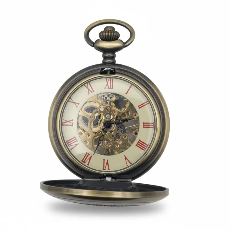 FAC-034-pocket-watch-3 Brass Ringlet Half Hunter Pocket Watch