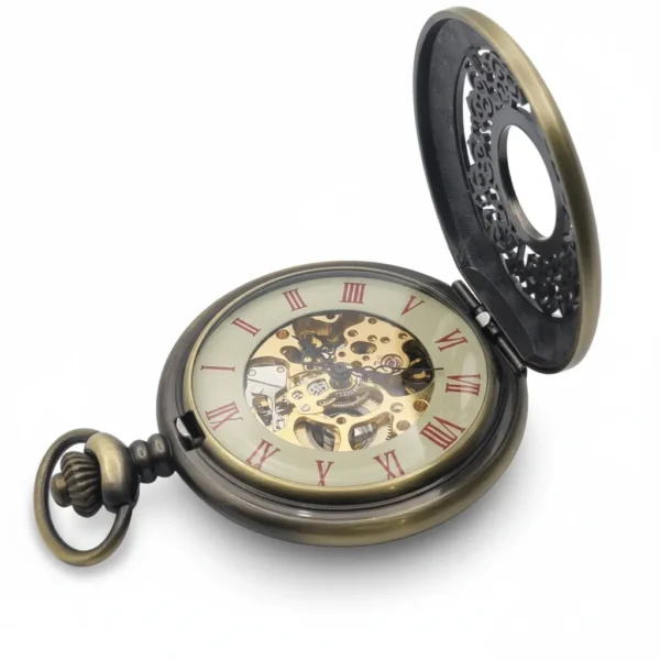 FAC-034-pocket-watch-4 Brass Ringlet Half Hunter Pocket Watch