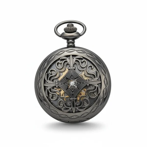 FAC-062-pocket-watch-2 Dark Metal Pointing Dagger Half Hunter Pocket Watch pocket watch