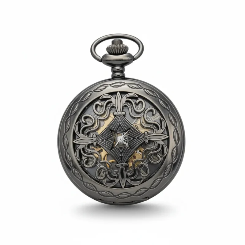 Dark Metal Pointing Dagger Half Hunter Pocket Watch pocket watch