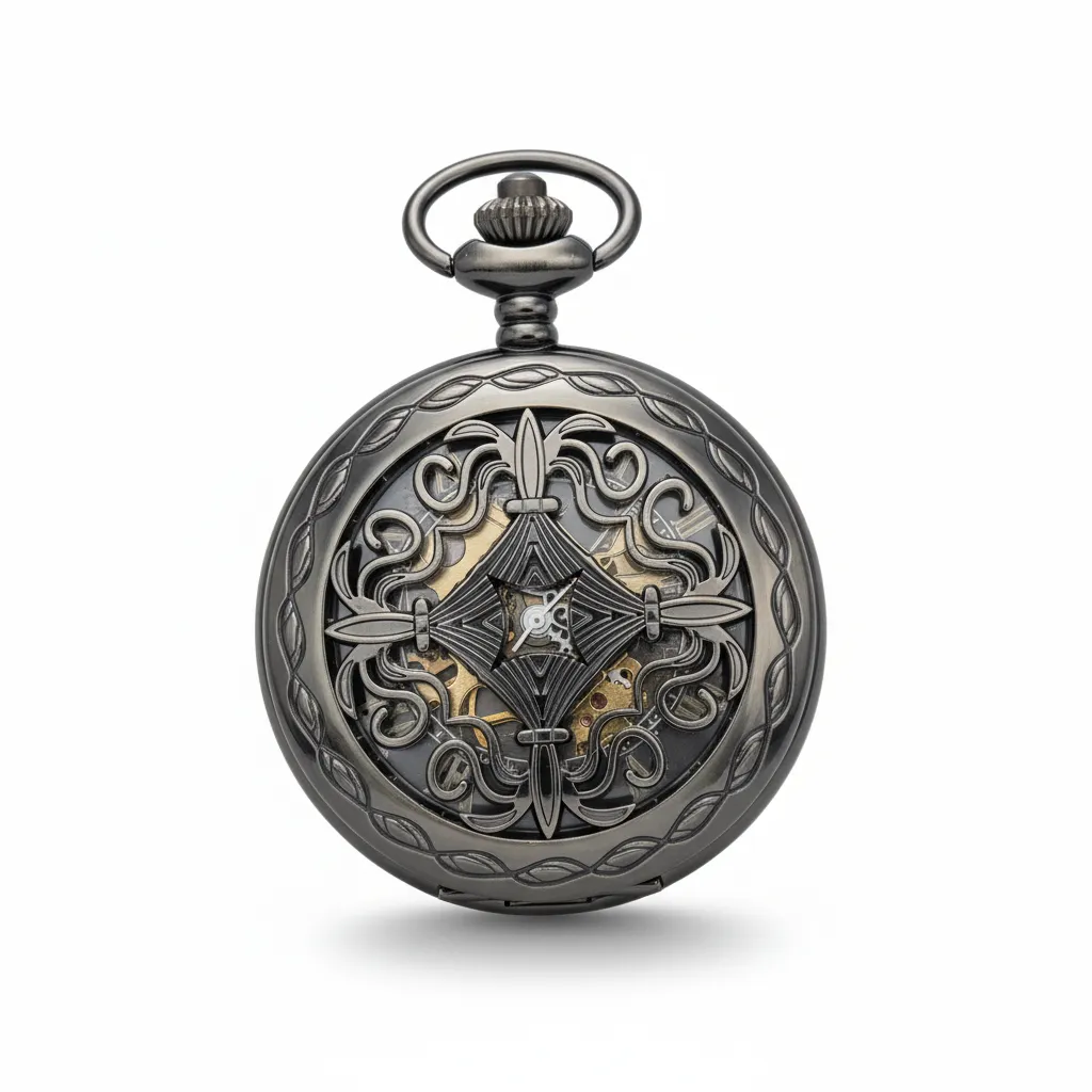 Dark Metal Pointing Dagger Half Hunter Pocket Watch