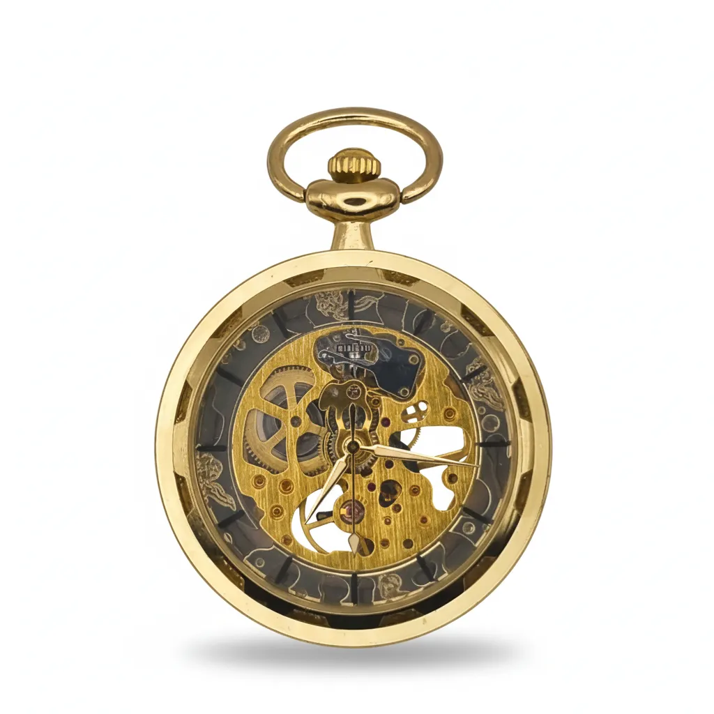 Black Spoked Gold Pocket Watch