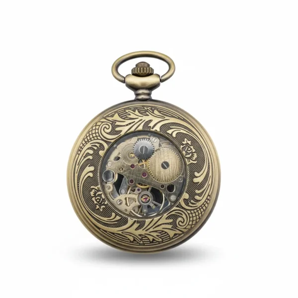 FAC-071-pocket-watch-1 Orange And Brown Jewelled Hunter Pocket Watch