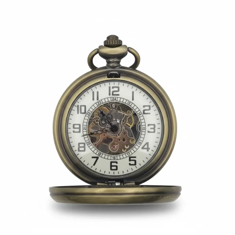 FAC-071-pocket-watch-3 Orange And Brown Jewelled Hunter Pocket Watch