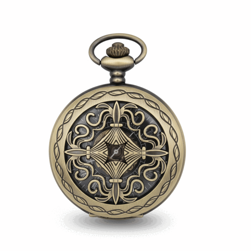 Brass Four Dagger Half Hunter Pocket Watch pocket watch