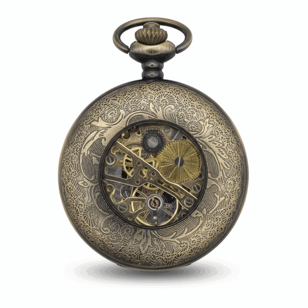 FAC-085-pocket-watch-2 Brass Four Dagger Half Hunter Pocket Watch
