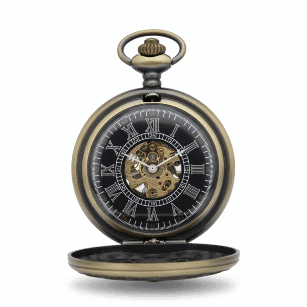 FAC-085-pocket-watch-3 Brass Four Dagger Half Hunter Pocket Watch