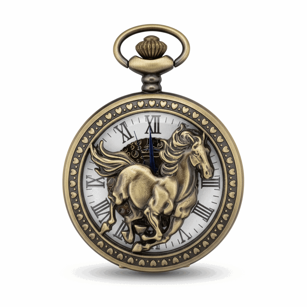 Racing Horse Half Hunter Pocket Watch