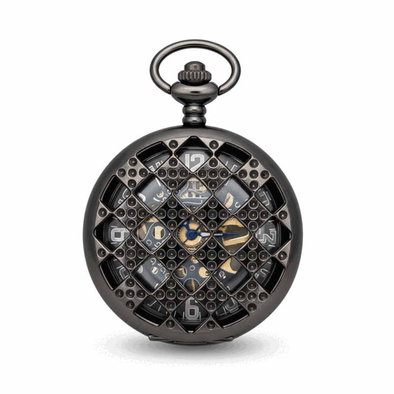 Checkered 5 Dice Half Hunter Pocket Watch pocket watch