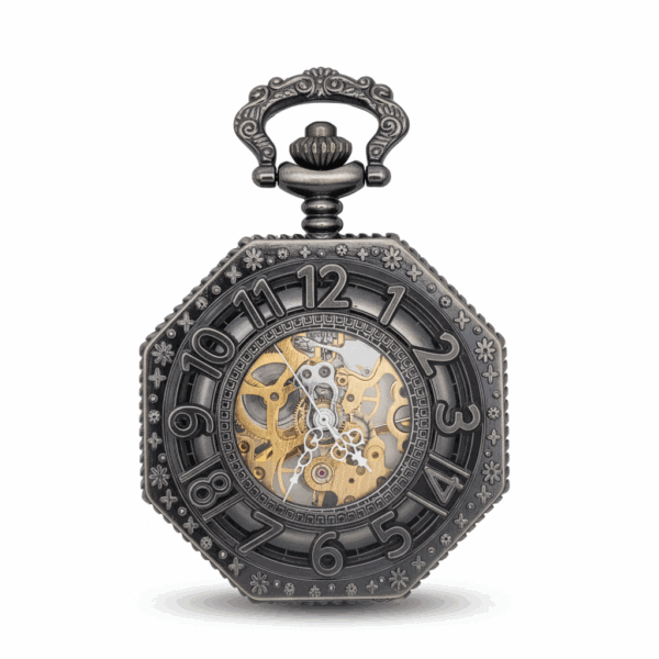 FAC-098-pocket-watch-1 Black Octagon Half Hunter Pocket Watch pocket watch