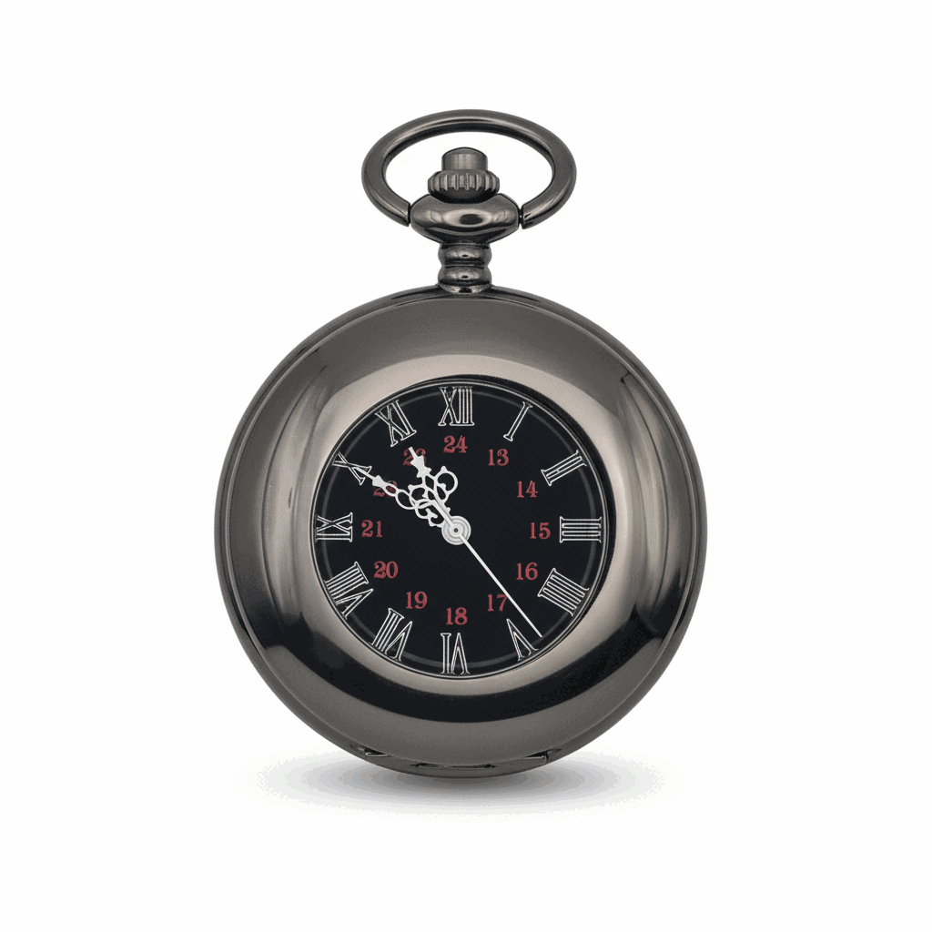 Polished Black Half Hunter Pocket Watch