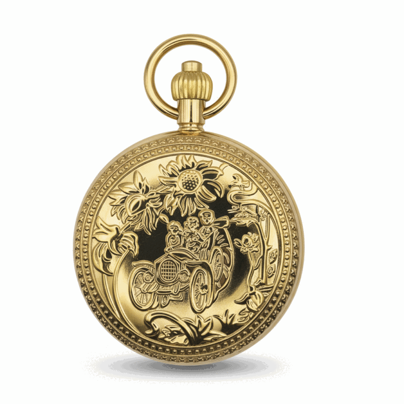 Gold Vintage Car Double Hunter Fob Watch pocket watch