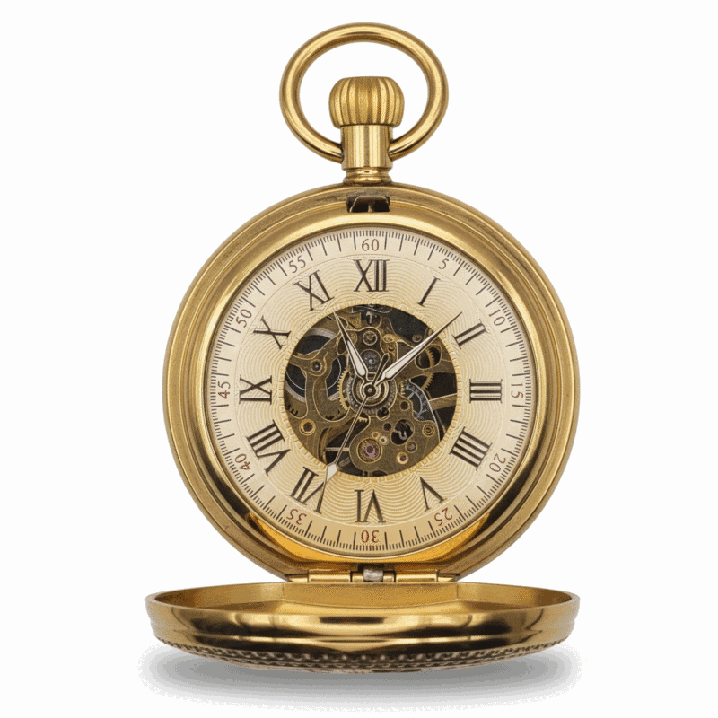 FAC-119-pocket-watch-3 Gold Vintage Car Double Hunter Fob Watch