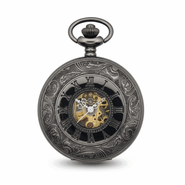 FAC-133-pocket-watch-1 Black Victorian Roman Numeral Half Hunter Fob Watch pocket watch