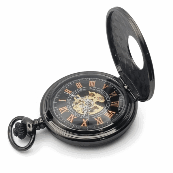 FAC-133-pocket-watch-4 Black Victorian Roman Numeral Half Hunter Fob Watch