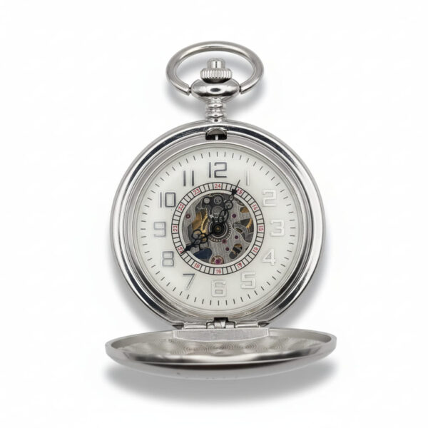 Brushed Silver Hunter Fob Watch