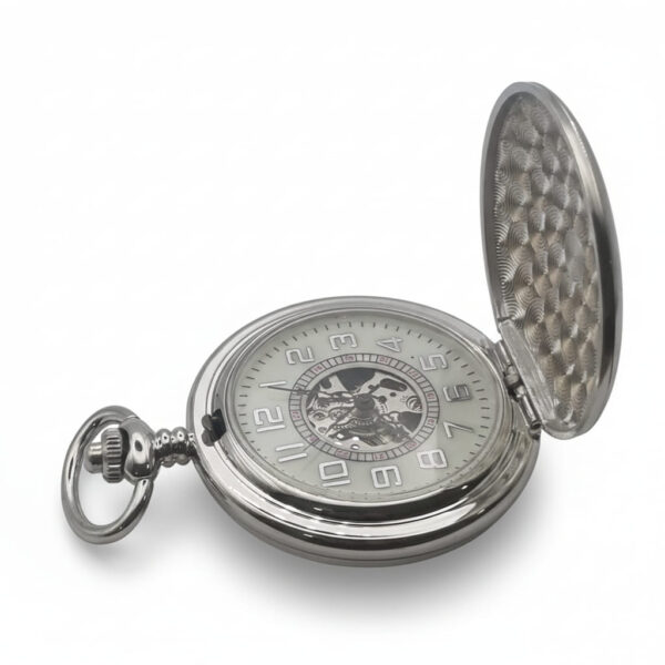 FAC103-pocket-watch-4 Brushed Silver Hunter Fob Watch