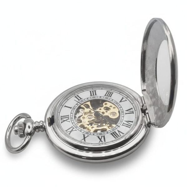 FAC105-pocket-watch-4 Polished Silver Half Hunter Pocket Watch