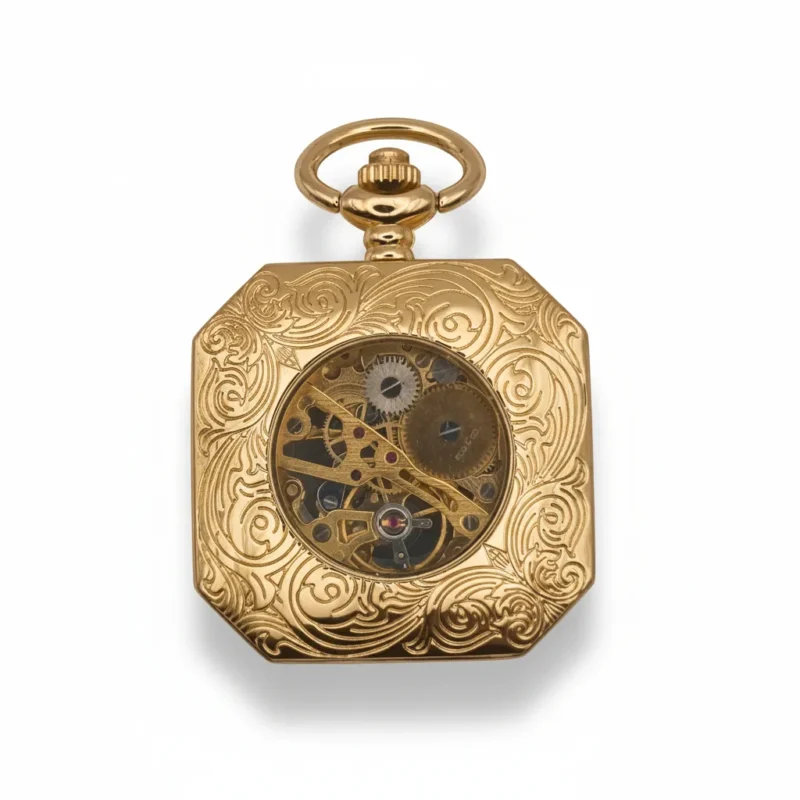 Gold Squircle Open Face Pocket Watch | Groom & Co