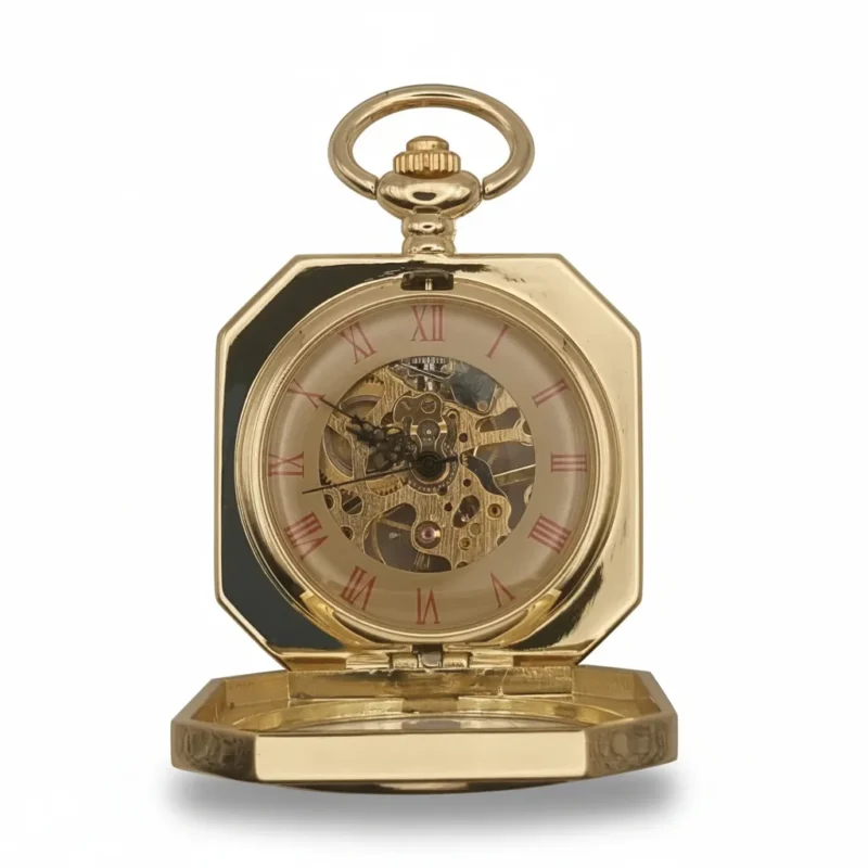 FAC154-pocket-watch-3 Gold Squircle Open Face Pocket Watch