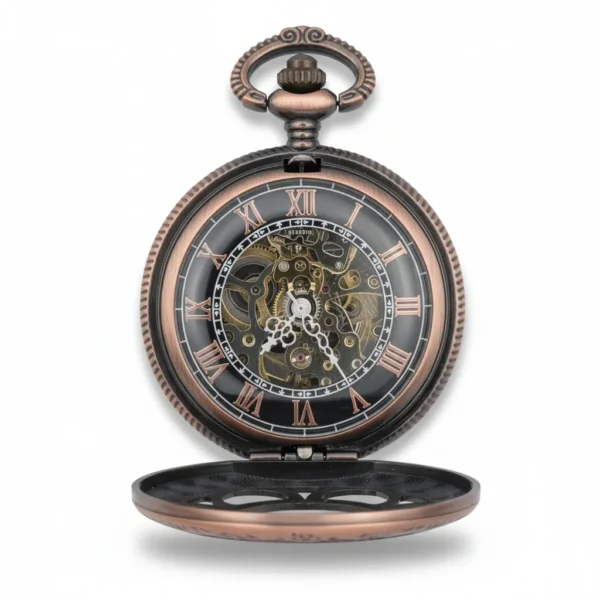 FAC178-pocket-watch-3 Flower Half Hunter Pocket Watch