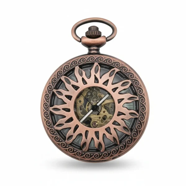 FAC187-pocket-watch-2 Brass Sunspear Hunter Fob Watch pocket watch