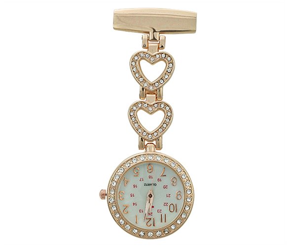Open Face Gold Hearts Pocket Watch