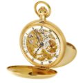 Gents 49mm Gold Plated Skeleton Mechanical Pocket Watch