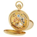 Gents 49mm Gold Plated Skeleton Mechanical Pocket Watch