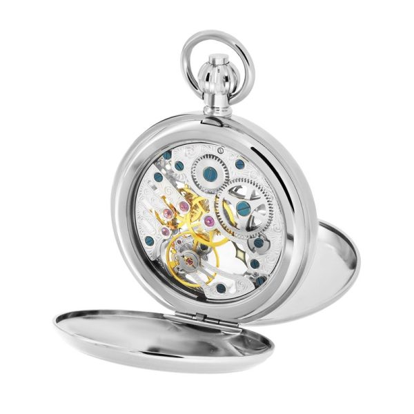 22-11W-inside-back-800x800 Gents 49mm Rhodium Steel Skeleton Mechanical Pocket Watch