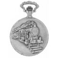 Gents 48mm Pewter Antique Rhodium Plated "Train" Swiss Quartz Pocket Watch
