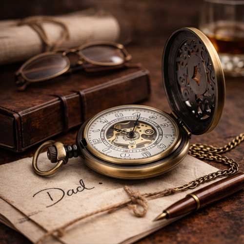 Engraved pocket watch given as a gift to the bride's father