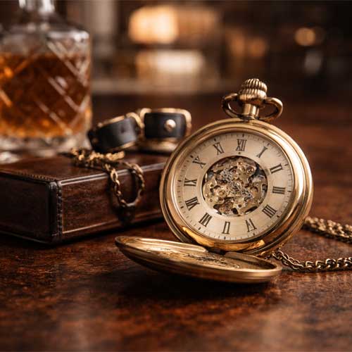 Matching pocket watches chosen as groomsmen gifts
