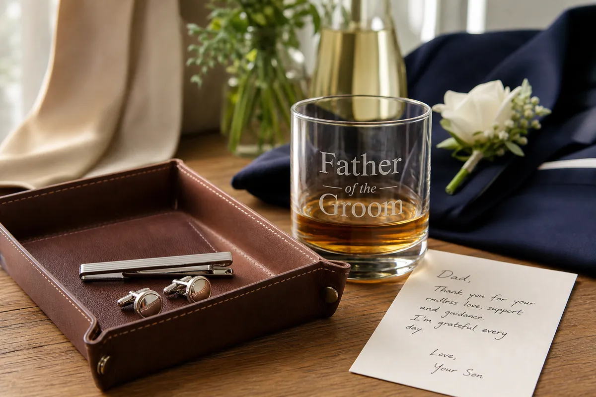 Father of the groom gift set with a pocket watch and cufflinks