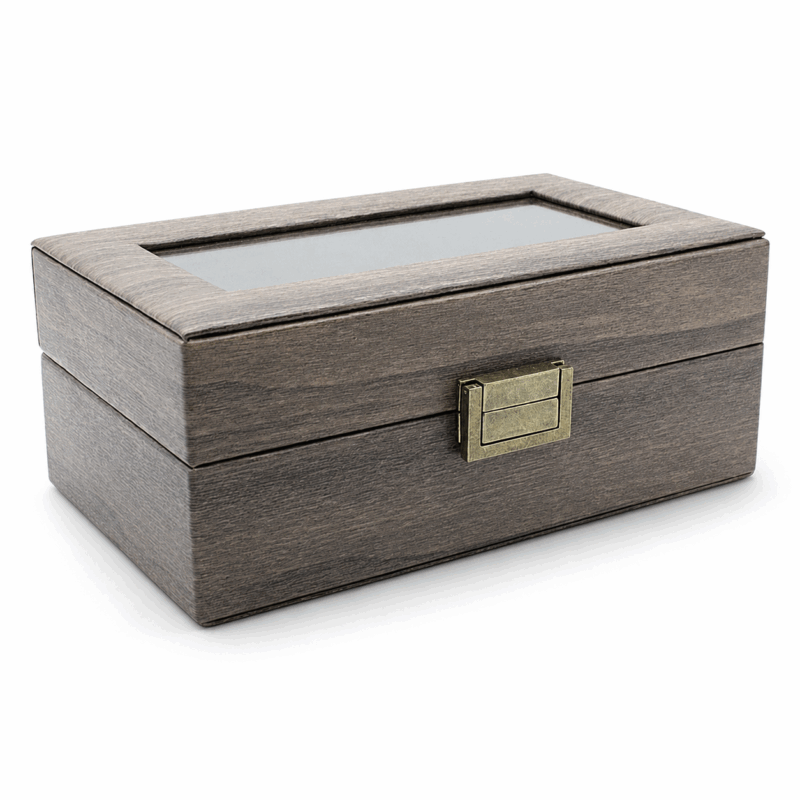 3-Slot Brushed Walnut Watch Box