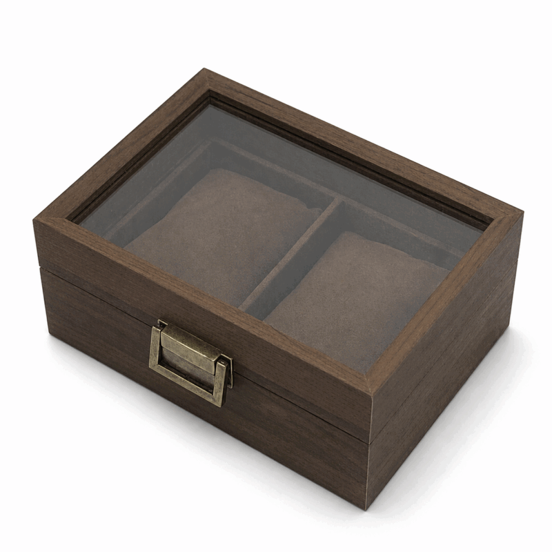2 Slot Brushed Walnut Watch Box