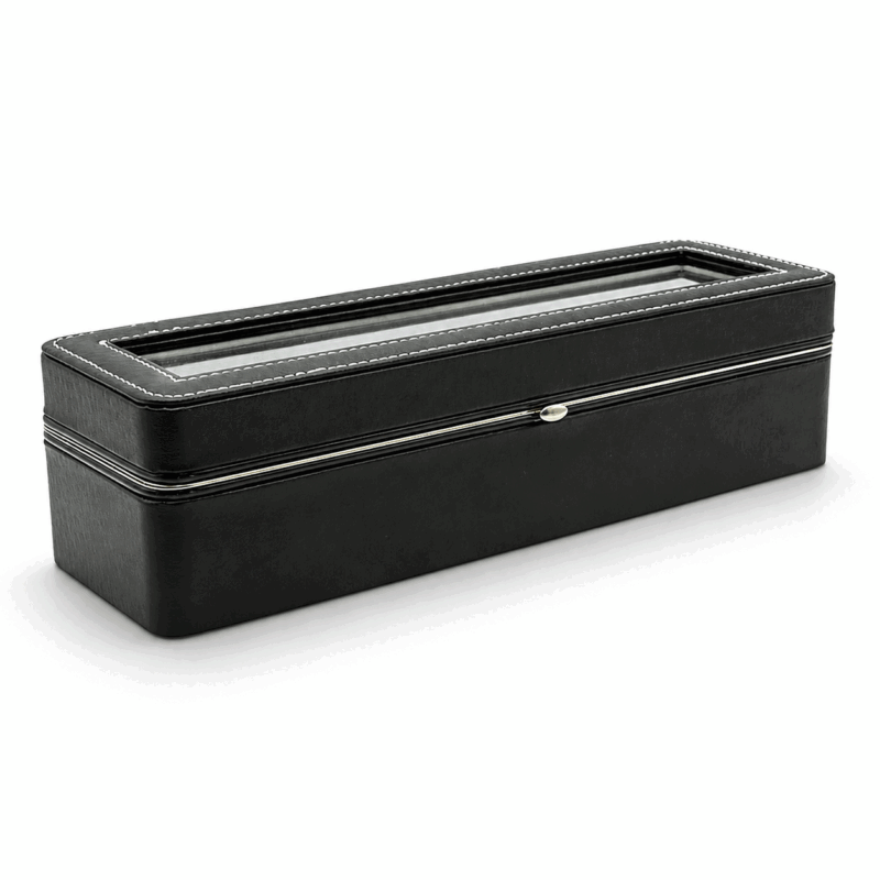 6 Slot Black Compact Watch Box