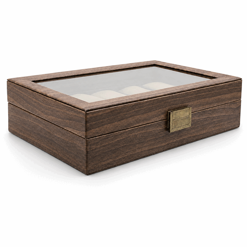 10-Slot Brushed Walnut Watch Box