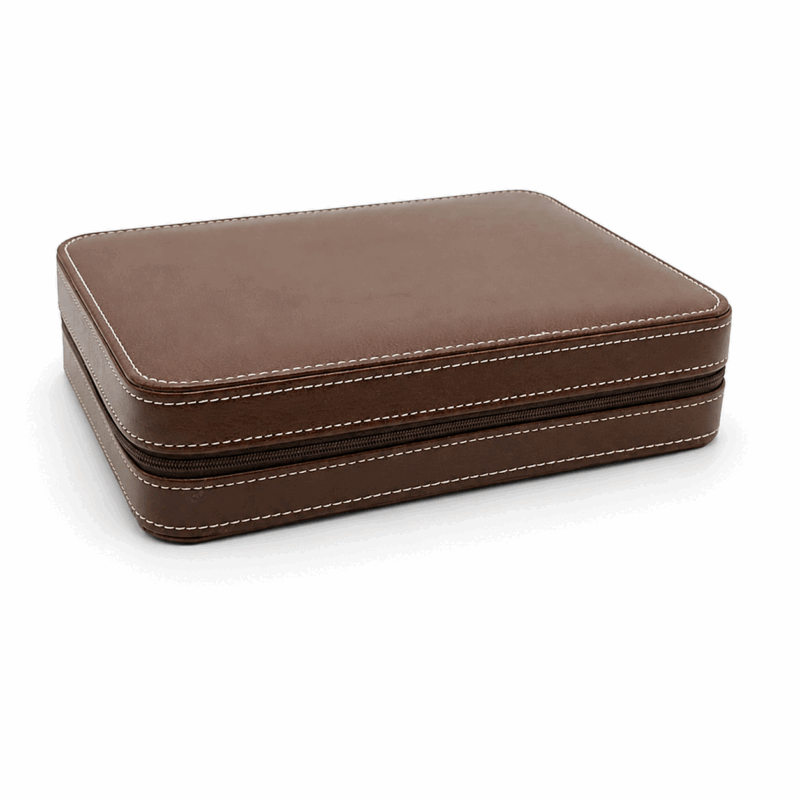 Brown Leather 8 Slot Travel Watch Case